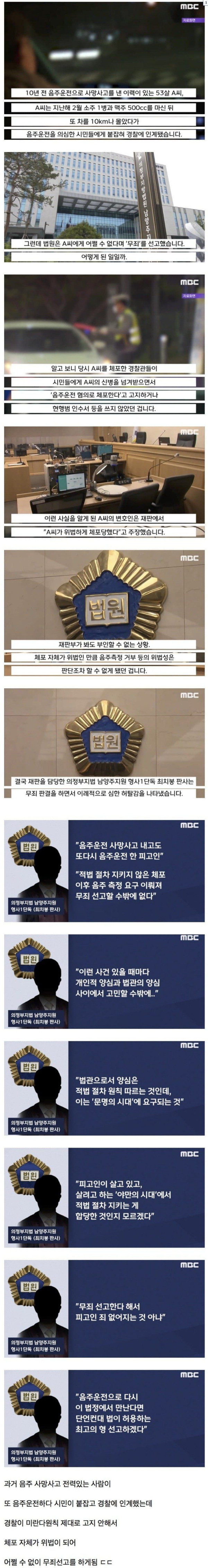 음주운전 무죄 판결을 내리면서 판사가 한탄한 이유